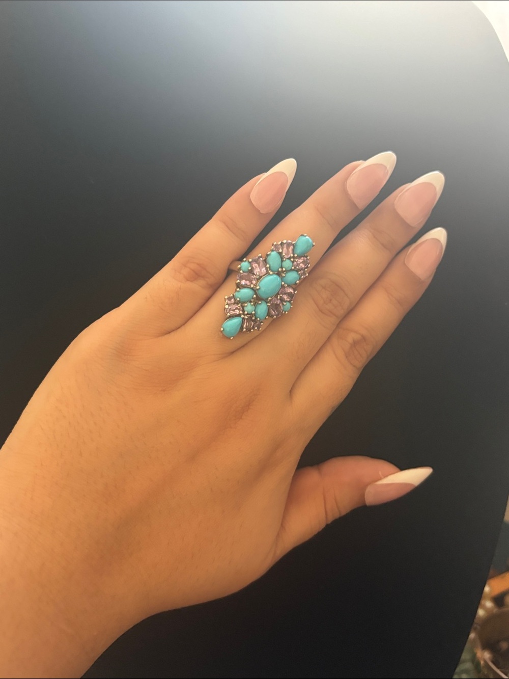 925 Turquoise & Amethyst Ring